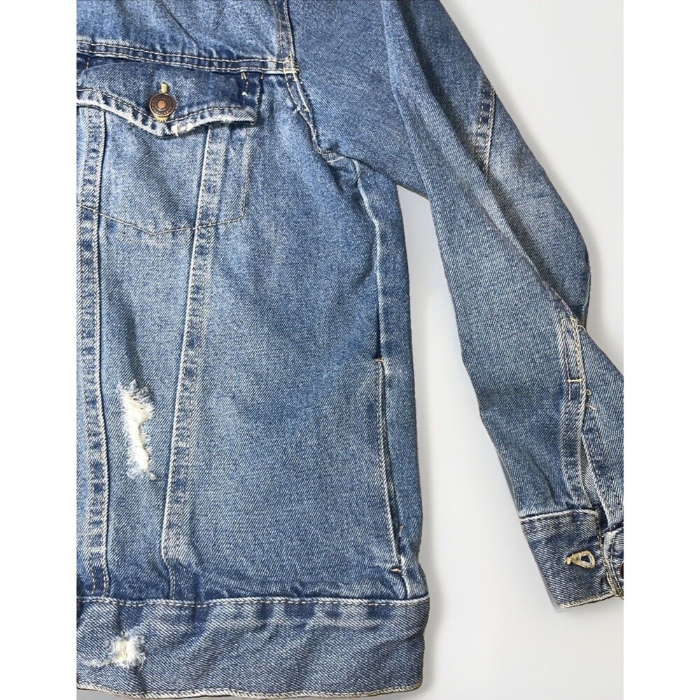 Vintage Distressed Roebuck and  Jean Jacket Blue Denim Sz M Button Up Women’s - Picture 3 of 8